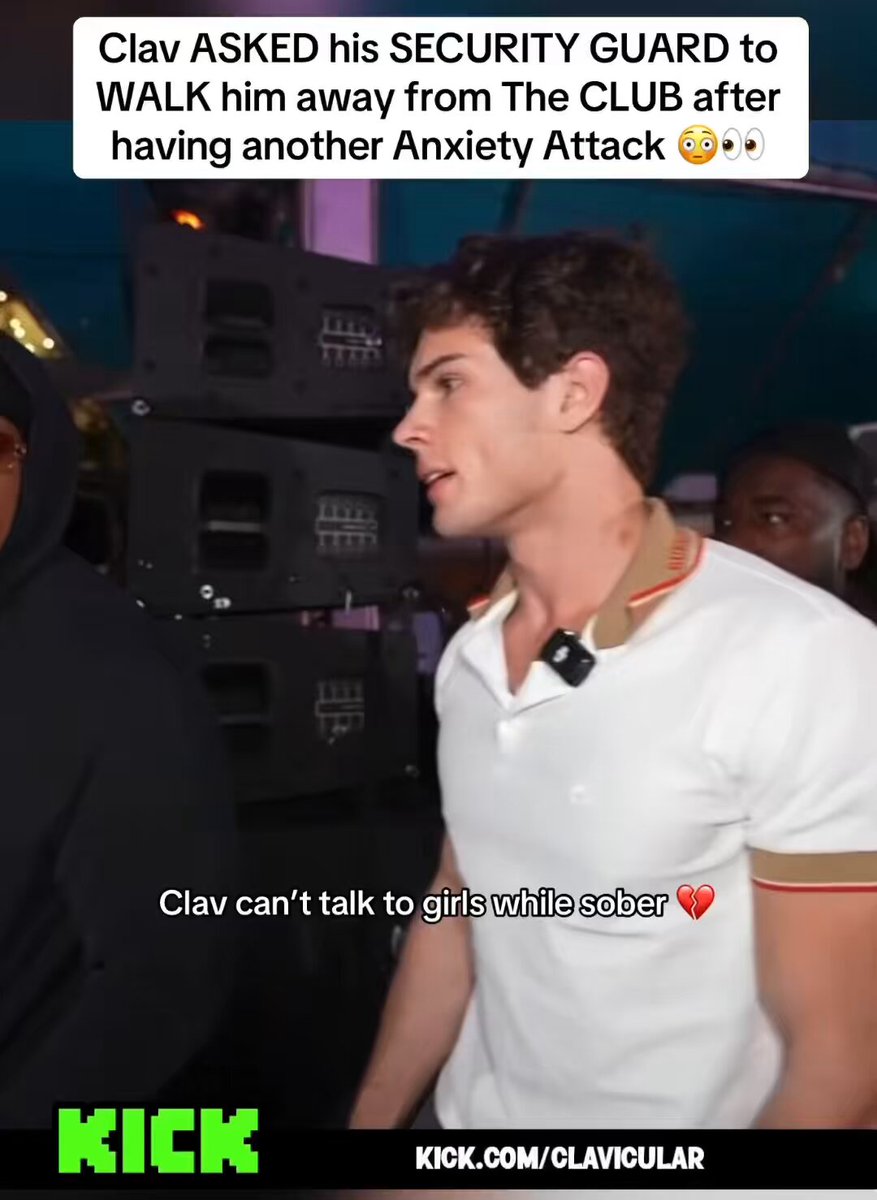 Clavicular SUFFERS a panic attack at the club and immediately tells the security guard to walk him out as his anxiety hits a maximum cortisol spike. “I can’t do this, I’m getting nervous” “I gotta leave” “Alright come on”
