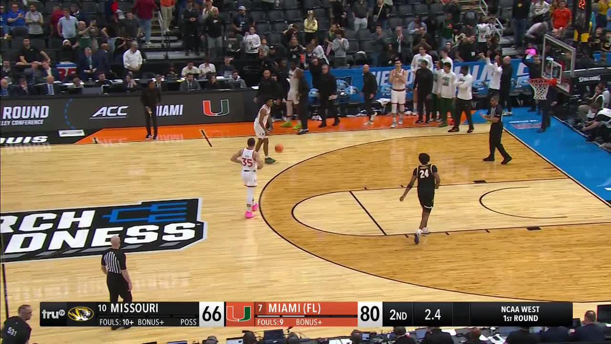 MIAMI ADVANCES 🙌 Hurricanes bounce Missouri in the first round Watch March Madness on TNT Sports