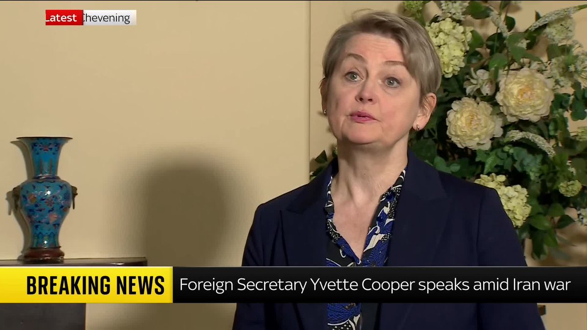 "We have not been, and we continue not to be involved in offensive action." Foreign Secretary Yvette Cooper has reiterated the government's defensive support in the Middle East and the need for a swift resolution to avoid a wider conflict. 📺 Sky 501