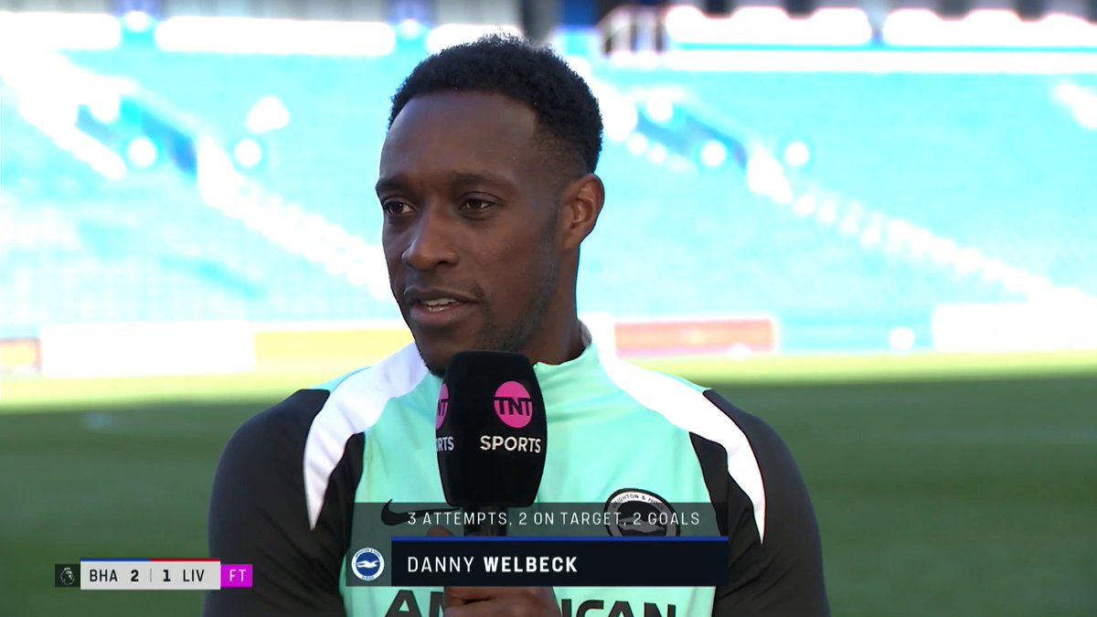 "We had our game plan which we stuck to well, and we played it out well today." Danny Welbeck on Brighton’s performance against Liverpool 💙 🎙️ Lynsey Hipgrave | 📺 TNT Sports & discovery+ UK