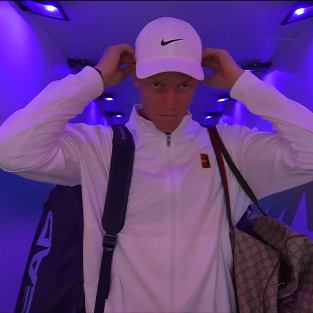 Jannik Sinner a player who the ATP have awarded the most popular fans player of the year for 3 consecutive years, walks out to a half empty stadium.