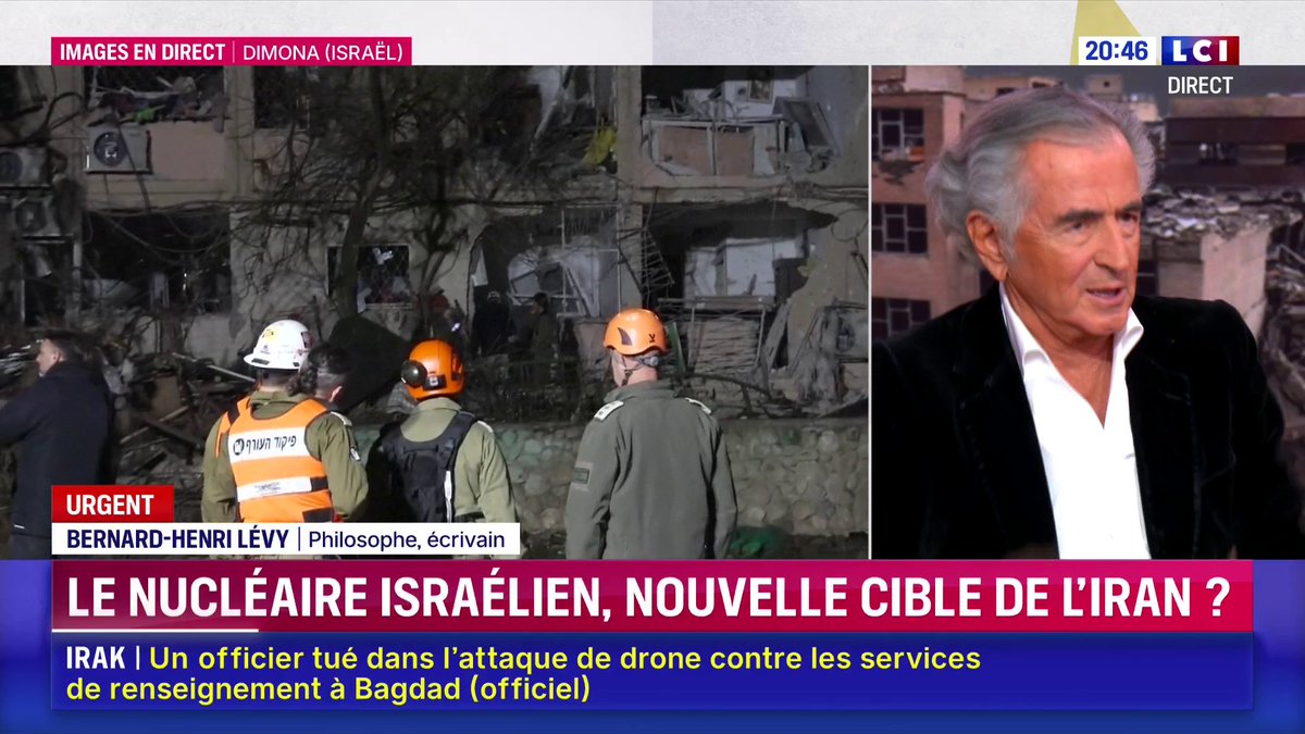 Iran : "Des bombardements suffisent à affaiblir un régime", explique Bernard-Henri Lévy (Bernard-Henri Lévy). "Aujourd'hui, il y a au moins deux cas - le Kosovo et la Libye - où des opérations aériennes ont suffi à changer le rapport de force sur le terrain." ▶️ avec ✦ Margot Haddad ✦
