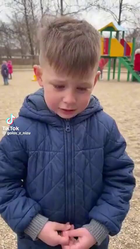 Heartbreaking. Little Ukrainian boy is crying. He is awaiting when his father, defender of Ukraine, will call him from the frontlines, but there's no call... Every Russian orc - invader must pay.