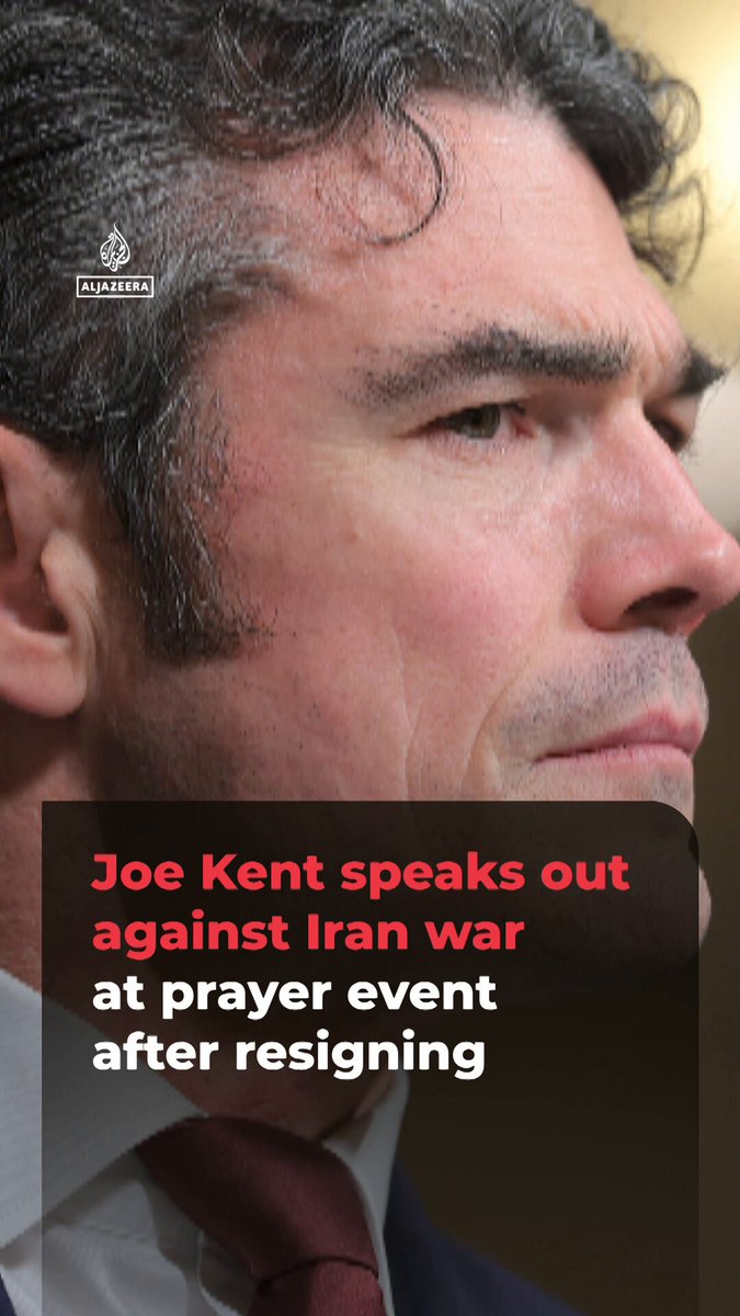 Joe Kent says he resigned as director of the US National Counterterrorism Center over opposition to the US-Israel war on Iran, telling an audience at a Washington prayer event that he couldn’t “send young men and women off to die on foreign battlefields” in “good conscience.”