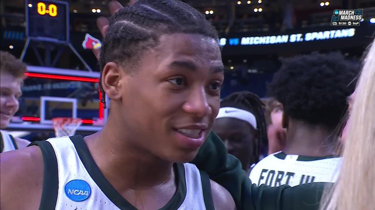 "This is Point Guard University" 🗣️ Jeremy Fears Jr. has high praise for all the iconic point guards to put on a Michigan State jersey 👏 #MarchMadness
