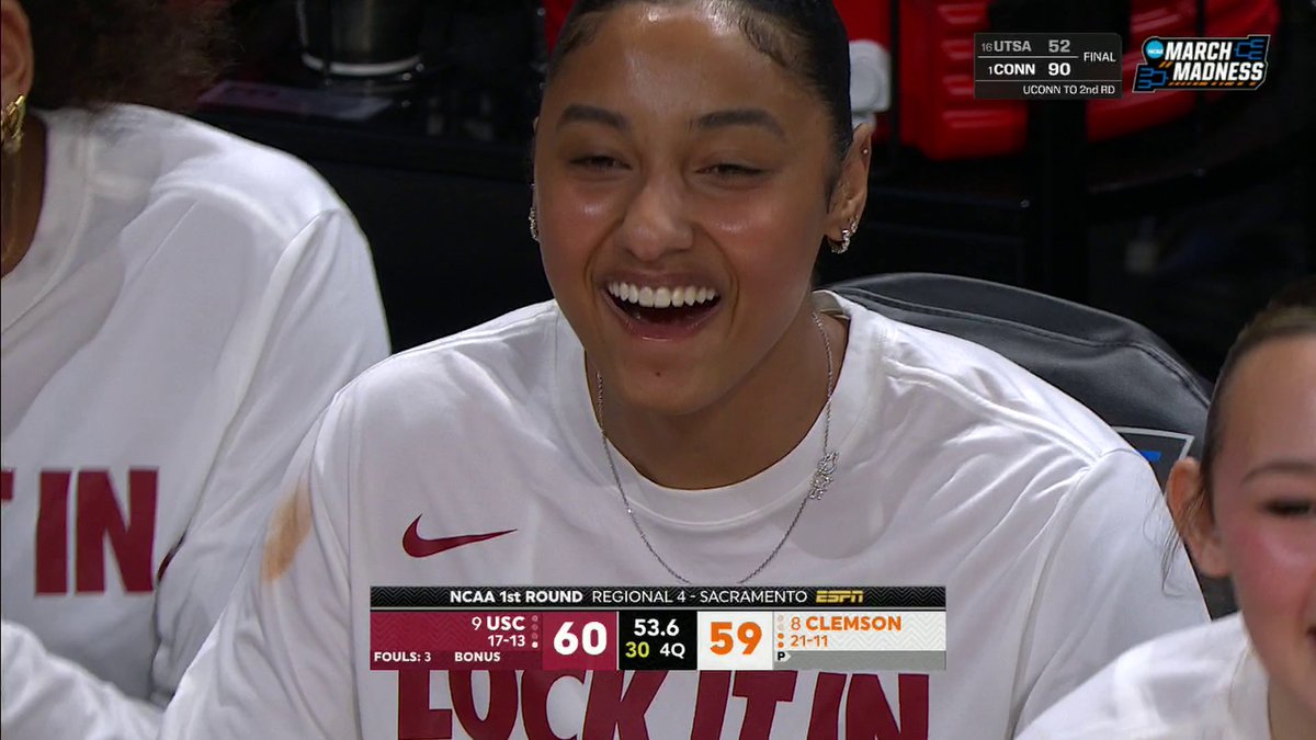 JuJu Watkins was LOVIN' this clutch bucket from USC 🔥