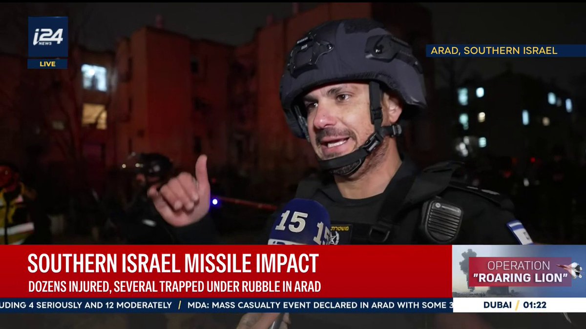 🚨🇮🇷🇮🇱 Israeli police say rescue teams are still searching the rubble in Arad for survivors after the mass casualty incident. Over 100 casualties and they're not sure everyone has been found yet.