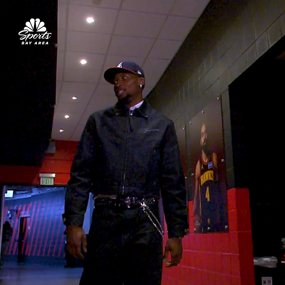 Jonathan Kuminga arrives for his first game against the Warriors since joining the Hawks
