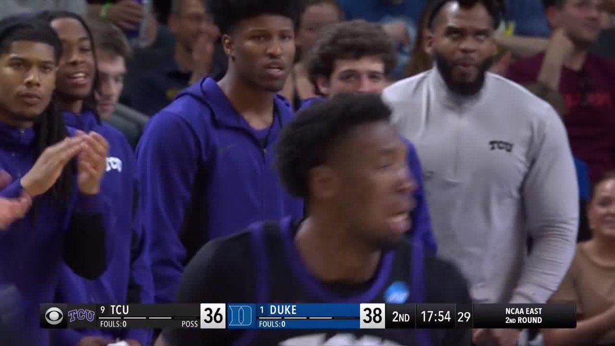 The steal and the slam! TCU Men's Basketball cuts it to two to start the 2nd half