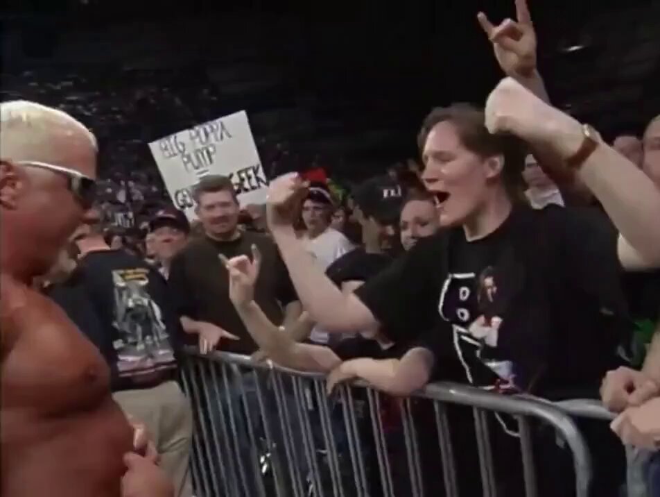This guy's girlfriend fondling Scott Steiner right in front of him. Tough scenes. #SpringStampede #wcw99