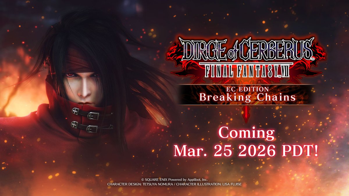 Event Coming Soon The true objective of the Tsviets was to obtain the power lying within Vincent's body... DIRGE of CERBERUS -FINAL FANTASY VII- EC Edition Chapter 2 is coming! Get a sneak peek at the upcoming event scheduled for Mar. 25 7:00 PM PDT! #FF7EC
