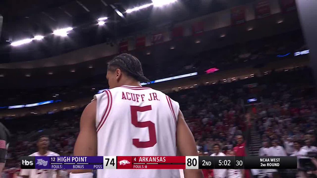 DARIUS ACUFF JR., AND ONE! 😤 The Arkansas Razorbacks Men’s Basketball 🐗 guard is starting to take over