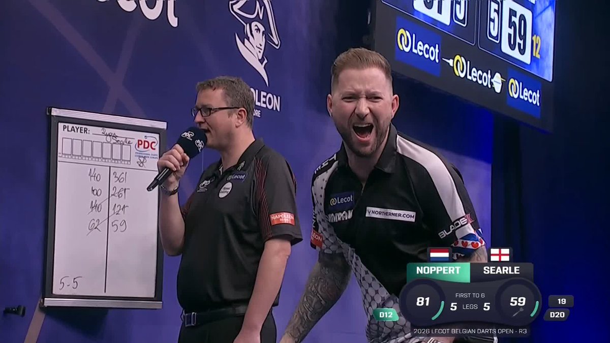 NOPPERT EDGES PAST SEARLE! After forcing a decider, Danny Noppert lands a 12-darter against the throw to reach the quarter-finals in Belgium. What a contest! 📺 #ET3