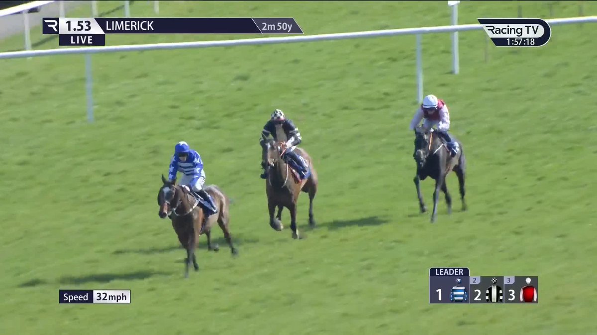 Baby Kate, a Listed winner out of Augusta Kate, doubles up over flights under Brian Hayes in the opener at Limerick Races for Willie Mullins