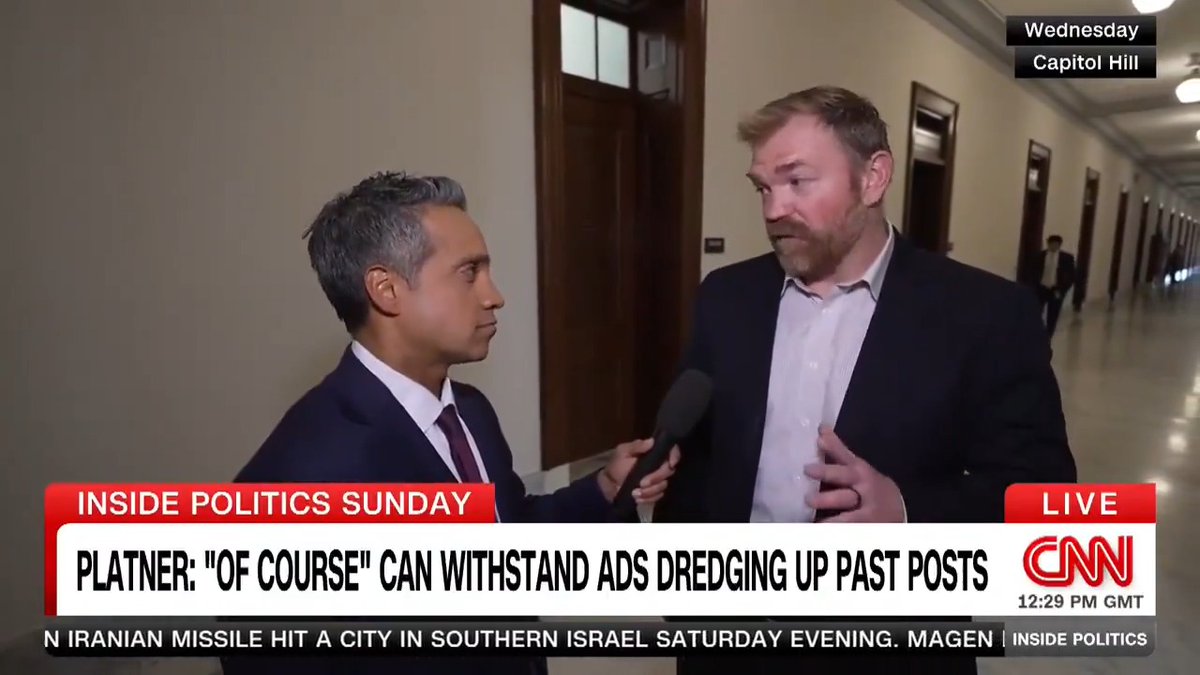 NEW: Maine Democratic Senate candidate Graham Platner told Manu Raju that "of course" he can withstand Gov. Janet Mills' attacks highlighting his past social media posts on sexual assault and other topics. "It's disappointing that this is where we wind up," he said. #InsidePolitics