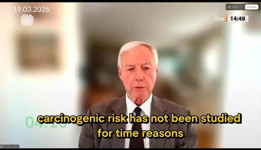 Dr Helmut Sterz, former Chief Toxicologist of Pfizer Europe, speaking at the Corona Investigation in the Bundestag, March 19, 2026. "Essential toxicity studies were sacrificed to speed, without acceptable reasons.. The approval led to prohibited human trials"