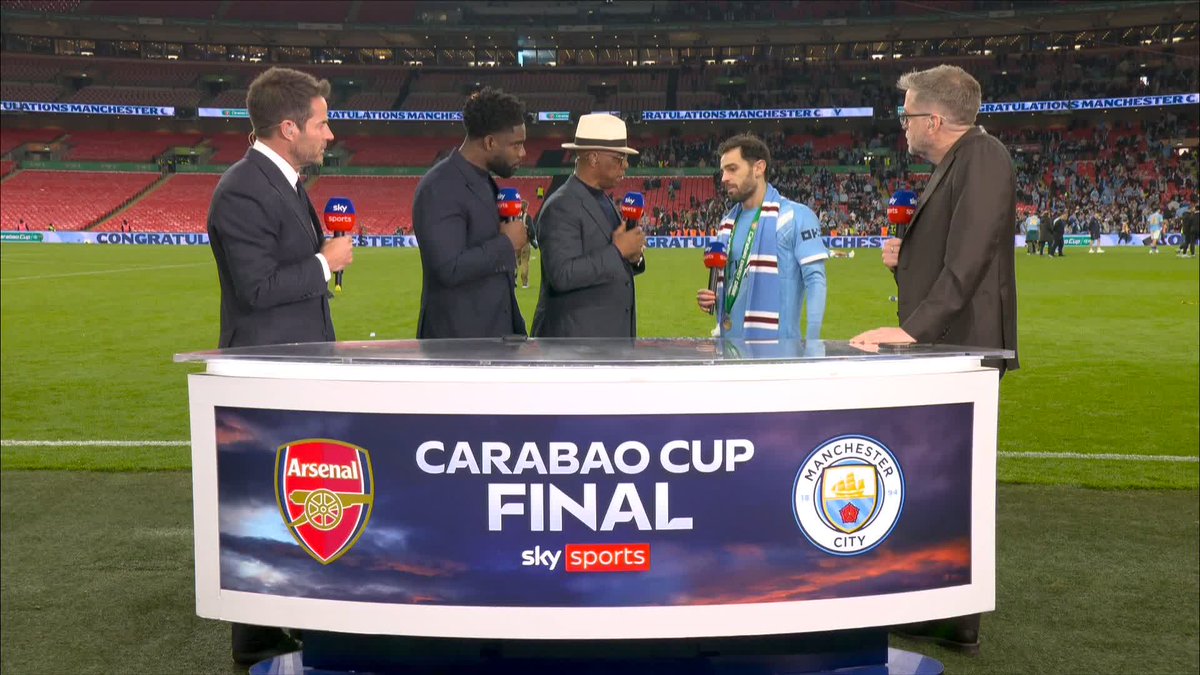 "With the quality & magic that they have, we couldn't let them bring the game to us" Bernardo Silva on Man City besting Arsenal in the Carabao Cup final 💪