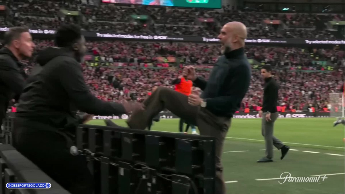 "We are not artificial intelligence people... I want to celebrate!" 🎉 Manchester City manager Pep Guardiola held nothing back on the touchline at Wembley 🤣