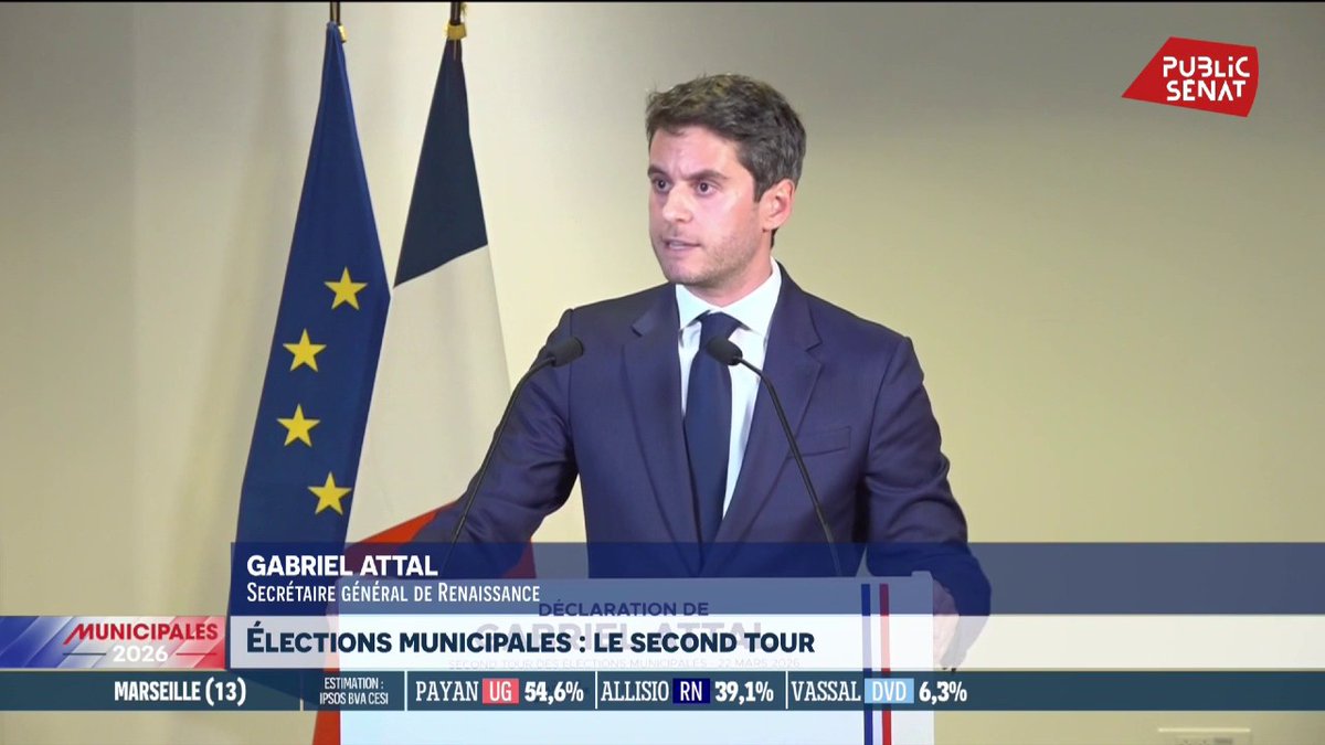 .Gabriel Attal évoque "un signal d'alerte" dans la progression de LFI et du RN dans un certain nombre de villes. "Il faut très vite que nous nous remettions à parler de la France aux Français". #Municipales2026