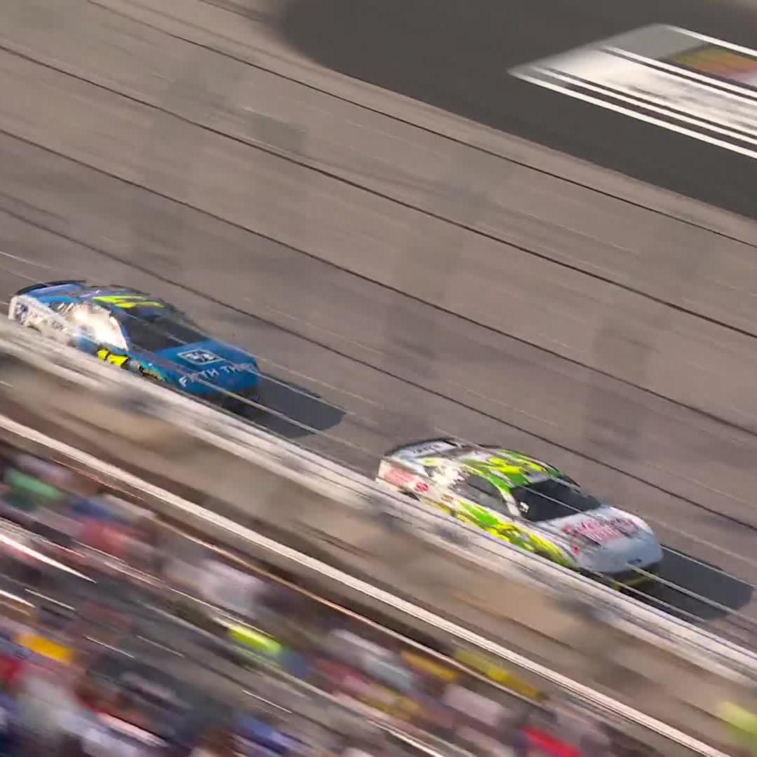 Two RFK Racing teammates are battling for the Stage 2 win. Brad Keselowski holds on!