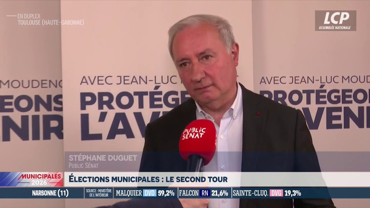 "Les socialistes se sont couchés devant les mélenchonistes", déclare Jean-Luc Moudenc, réélu à la mairie de Toulouse face au candidat LFI François Piquemal. #Municipales2026