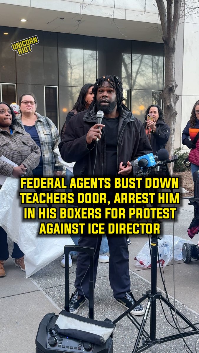 Federal Agents Bust Down Teachers Door, Arrest Him in His Boxers for Protesting ICE Drew Edwards, a school teacher and business owner, woke up to commotion outside his north Minneapolis home on Feb. 27. Peeking through the blinds, he saw an agent holding a gun, directing him to open the door. “The brother kicked the door open and broke down the door,” said Edwards. Agents wouldn’t let him dress and pulled a Taser on him. “The brother started to grope me and grab me, and I had no drawers on,” said Edwards. Edwards spoke outside the courthouse after being released from federal custody with dozens of others. He is one of 39 people indicted on the Freedom of Access to Clinic Entrances (FACE) Act, “18 U.S.C. § 248(a)(2), (b), §2(a), injure, intimidate, and interfere with exercise of right of religious freedom at place of worship” and the Ku Klux Klan Act, or the Enforcement Act of 1871, “18 U.S.C. § 241 conspiracy against right of freedom at place of worship.” The initial arrests, coming at the height of the popular movement against ICE in Minnesota and after two people were shot by federal agents in a week, show how far federal prosecutors are willing to go to stifle dissent, target who they deem as their political opponents, and attempt to silence independent media. Using surveillance and GPS tracking on phones, federal agents then targeted the protesters and journalists with early morning raids in several phases, some turning violent with masked agents using battering rams to break through front doors with guns drawn and federal agents ramming vehicles to make arrests. Full story at our website and in past posts.
