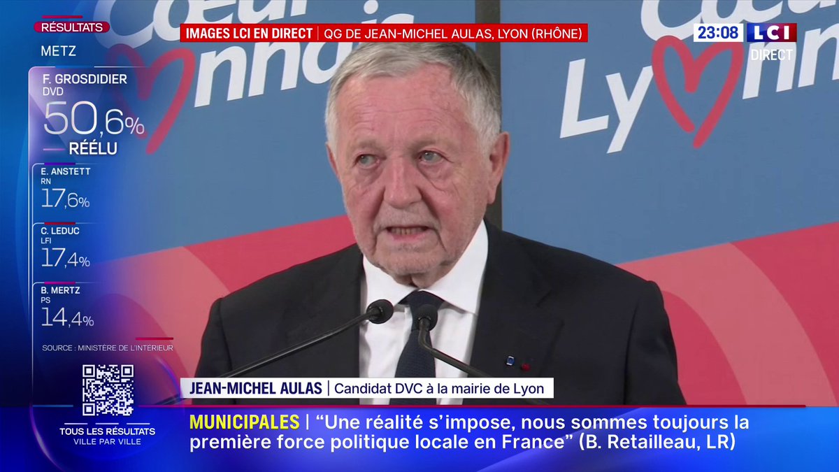 🔴 #Municipales2026 : "On ne sait pas qui a gagné Lyon", Jean-Michel Aulas candidat (DVC) à la mairie de Lyon