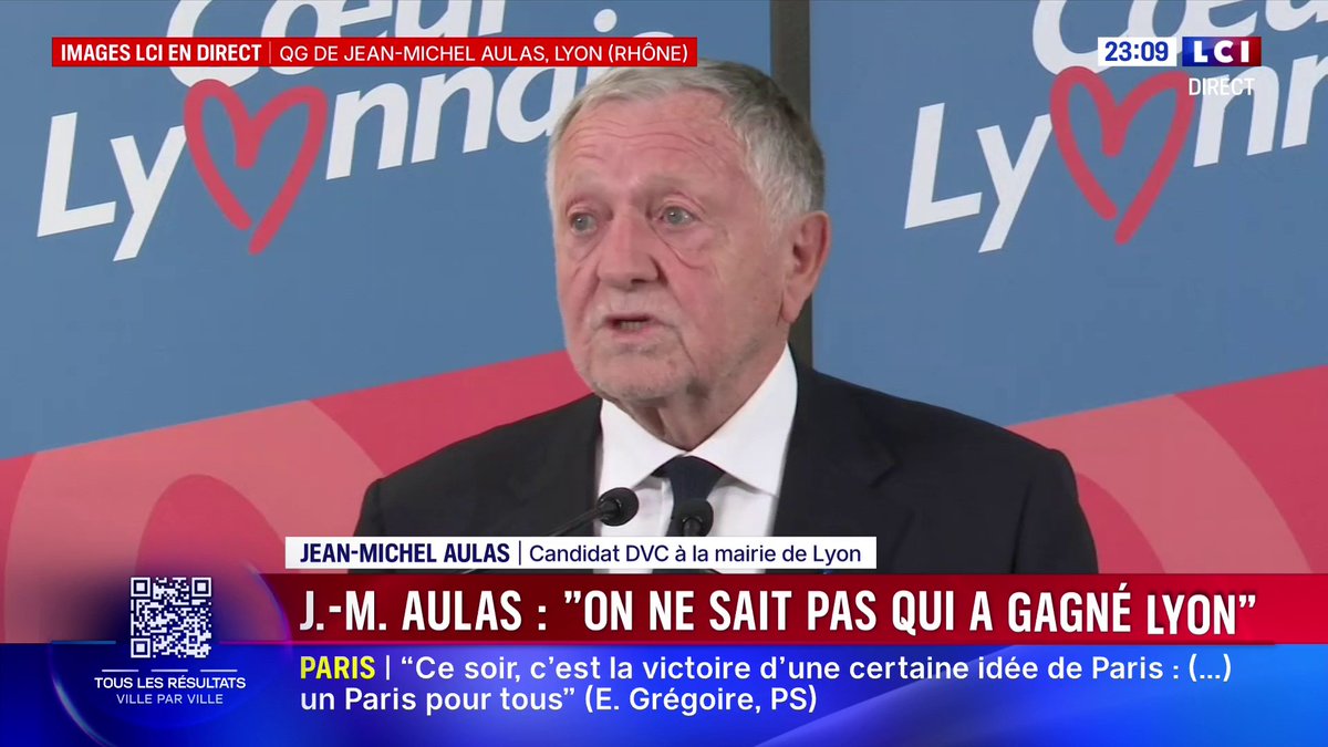 🔴 #Municipales2026 à Lyon : "Nous avons déposé un recours", Jean-Michel Aulas candidat (DVC) à la mairie de Lyon, qui "tien[t] d'ores et déjà officiellement à exprimer [ses] réserves quant au résultat final"