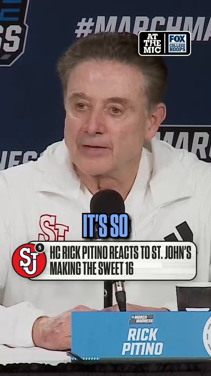 St John's HC Rick Pitino reacts to the final play that sent his team to the sweet 16 for the first time since 1999. St. John's Men’s Basketball