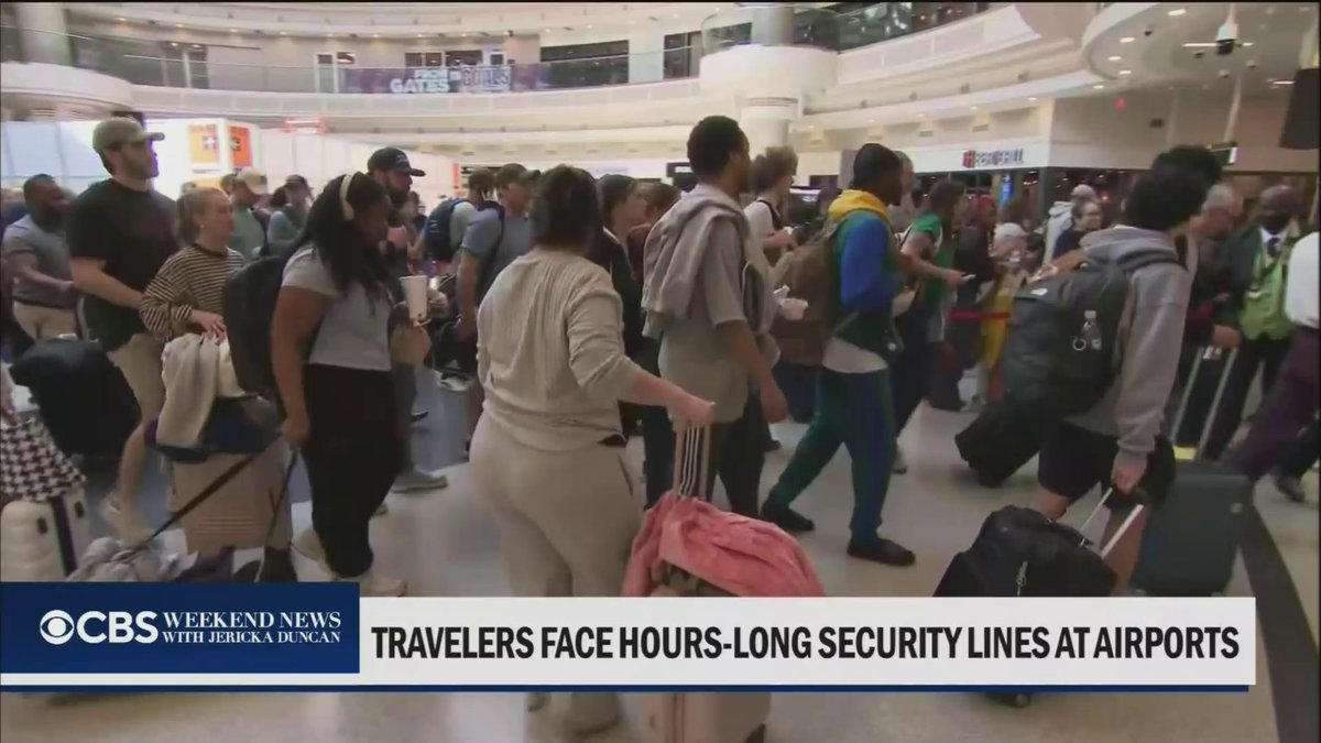 TSA agent callouts hit a new high this weekend, and DHS says 400 agents have quit amid the partial government shutdown, causing long lines at airports. The Trump admin. says ICE agents will be stationed at airports starting Monday to assist with security. @skylerhenry reports.
