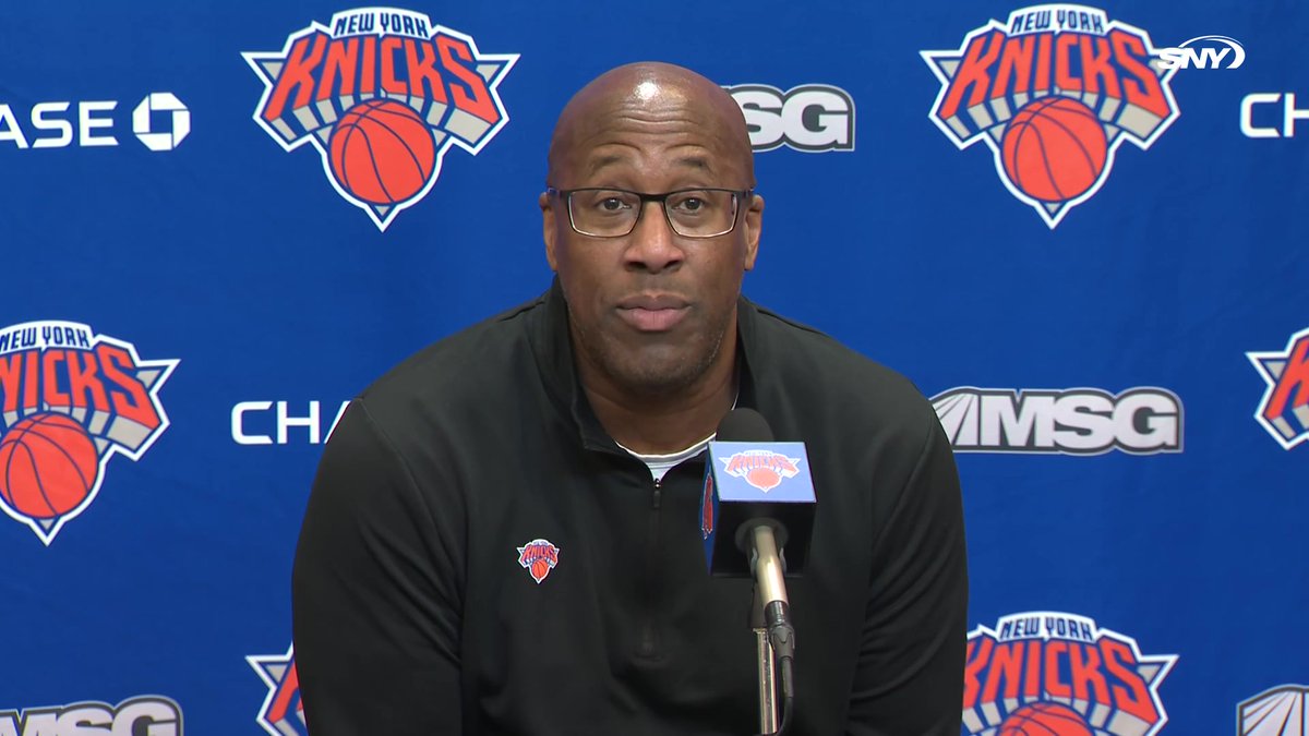 Mike Brown shouts out the MSG change-over crew after the Rangers played an overtime game earlier today before the Knicks game