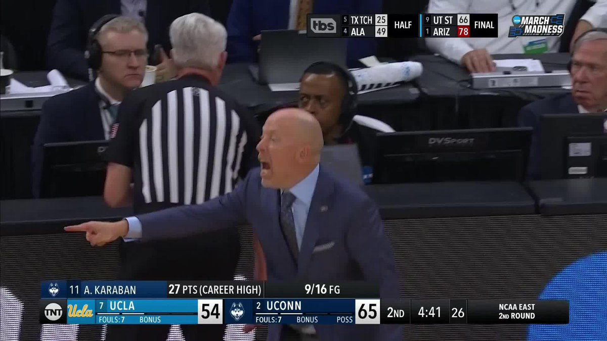 UCLA head coach Mick Cronin is issued a technical foul.