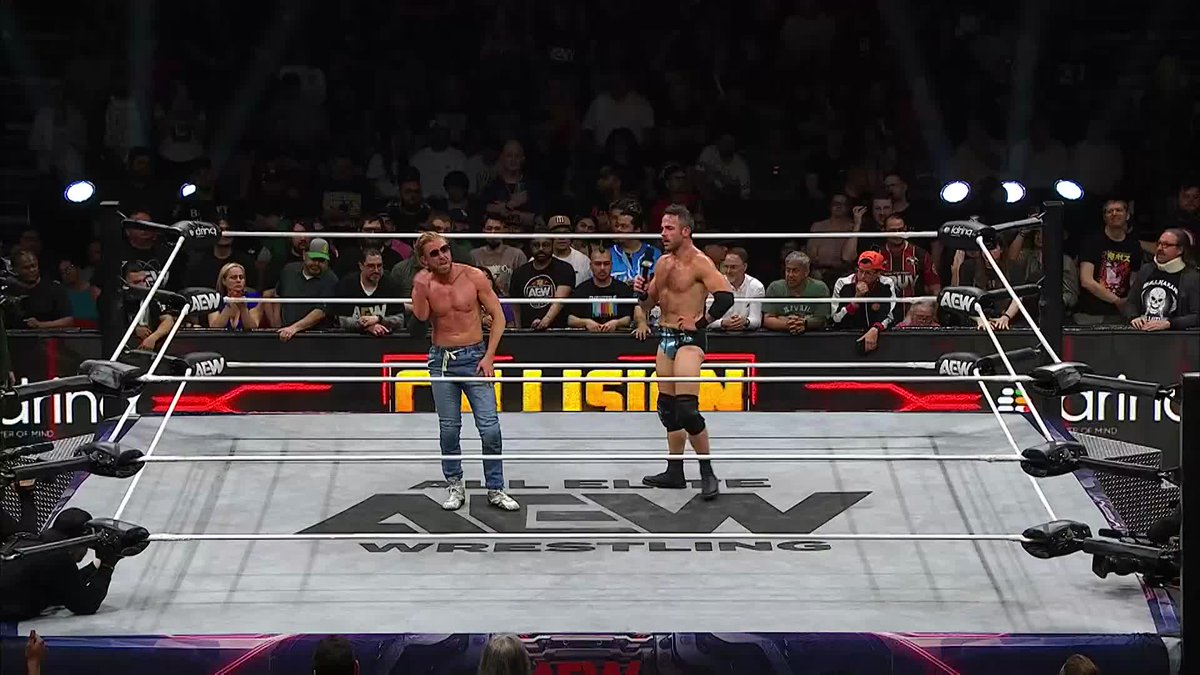 It's official! @RoderickStrong finally declares that he is a part of The Conglomeration, but The Dogs aren't done with him and @OrangeCassidy just yet! Watch Slam Dunk Sunday #AEWCollision on TNT & HBO Max