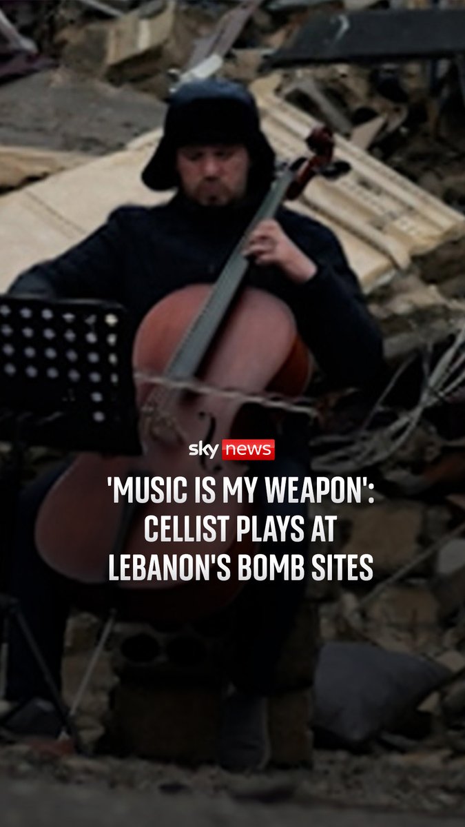 Mahdi Al Sahily, 35, has been playing his cello at bomb sites in Beirut, after sustained Israeli airstrikes in the Lebanese capital. He said the song Andantino, by the Soviet-Armenian composer Aram Khachaturian, reflected how he was feeling about the war.