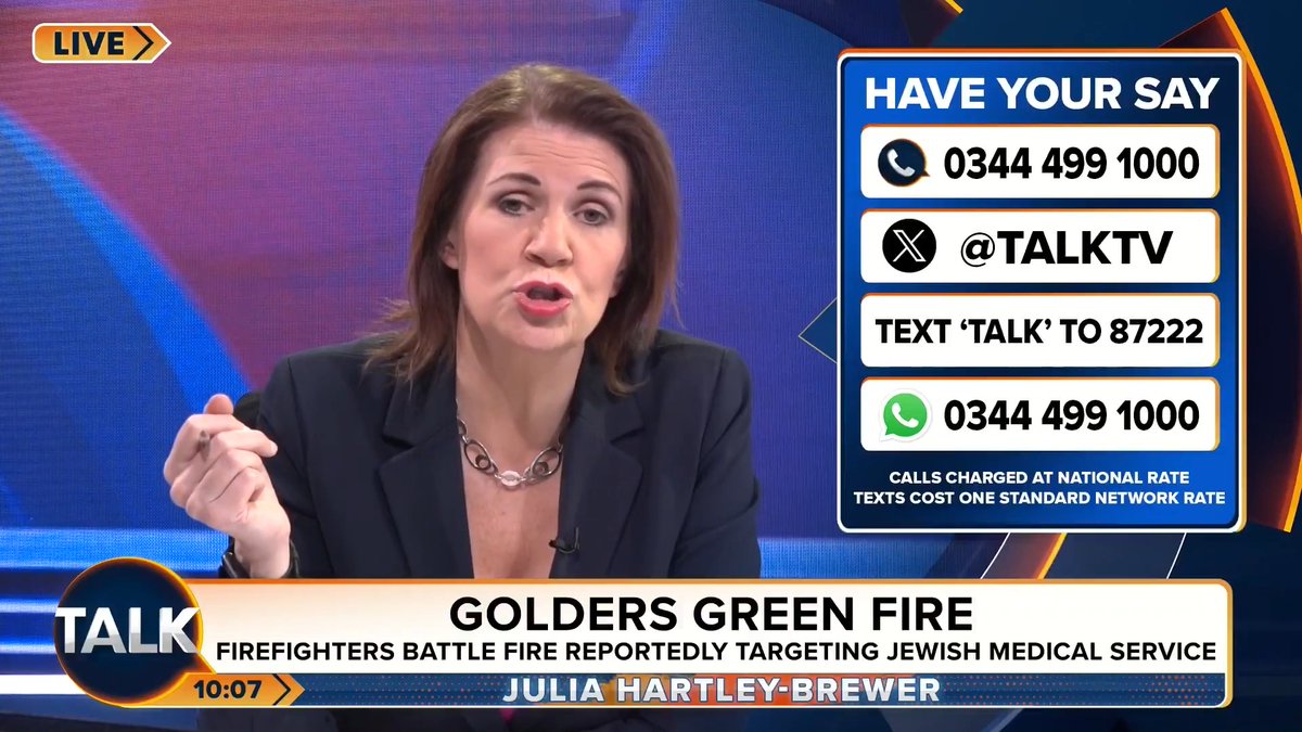 🚨"Don't claim you are 'deeply shocked' by an attack on Jewish ambulances, because no one is shocked anymore. "You've allowed marches, which are openly anti-Semitic, on the streets of London for the past few years!" Julia Hartley-Brewer's message to Keir Starmer.