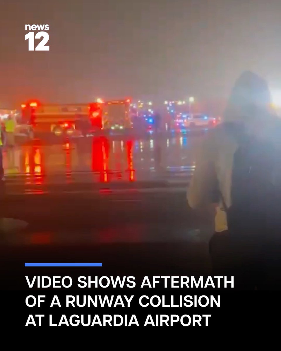AIRPORT AFTERMATH: Video shows the moments after an Air Canada regional jet struck a fire truck on the runway while landing at LaGuardia Airport Sunday night. The footage was obtained from former News 12 employee Rebecca Liguori. READ MORE: #News12