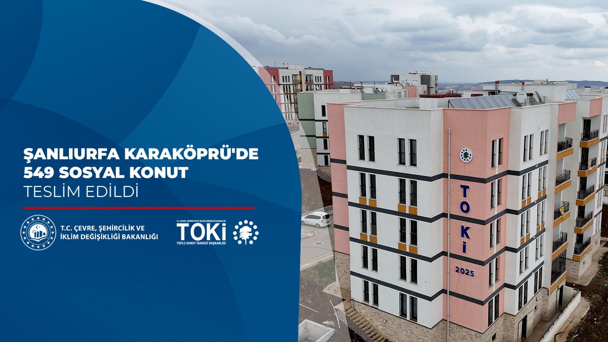 🏘️ Şanlıurfa Karaköprü Aşık Mahallesi 4. Etap'ta 5️⃣4️⃣9️⃣ sosyal konut tamamlandı. 🗓️ 1️⃣9️⃣ Ocak - 1️⃣3️⃣ Şubat 2️⃣0️⃣2️⃣6️⃣ tarihleri arasında hak sahiplerine teslim edildi. 👨‍👩‍👧‍👦 Hak sahibi vatandaşlarımıza yeni yuvalarında huzurlu, sağlıklı ve mutlu bir yaşam dileriz.