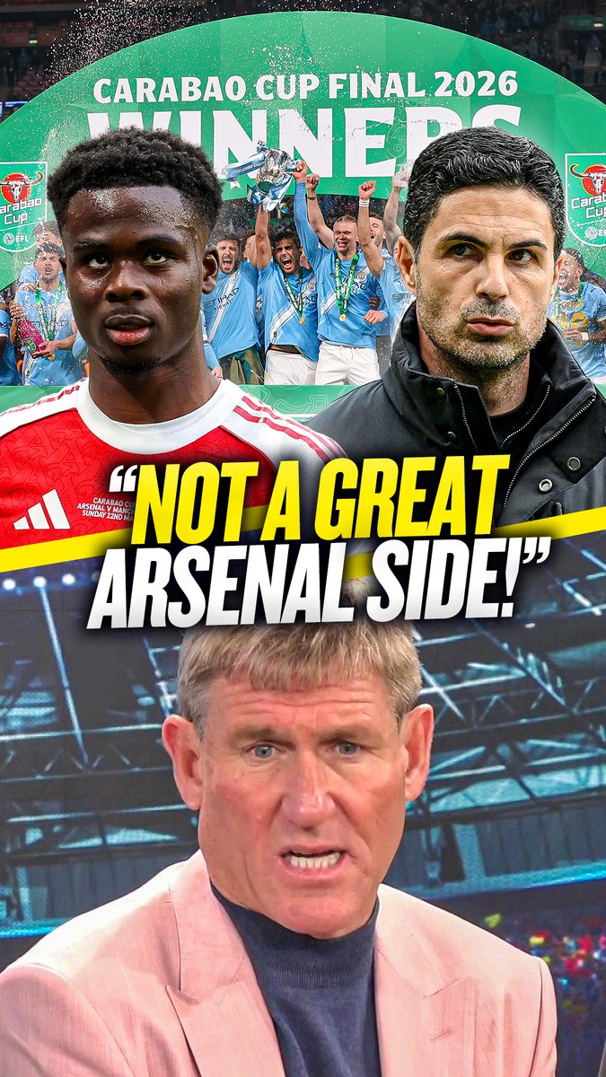 🤷‍♂️ "I just don't think they're a great Arsenal side!" ❌ "There's no chance, when they come up against the elites, that they'll win the UCL!" Simon Jordan believes the Carabao Cup final showed #AFC are not as good as people think! 👊