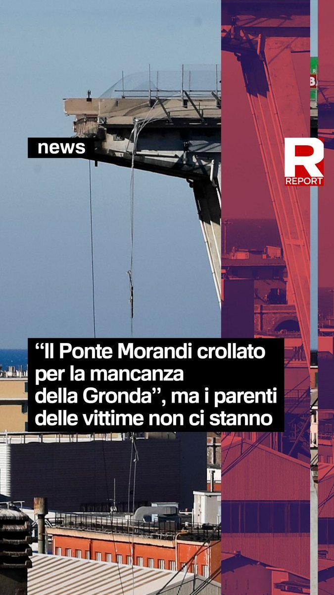 Secondo Ferrari, presidente Confindustria Genova, il crollo del Ponte Morandi è avvenuto per mancanza della Gronda. Dichiarazione che ha generato forte sdegno tra i familiari delle vittime. Nel 2023 #Report aveva seguito il processo👇
