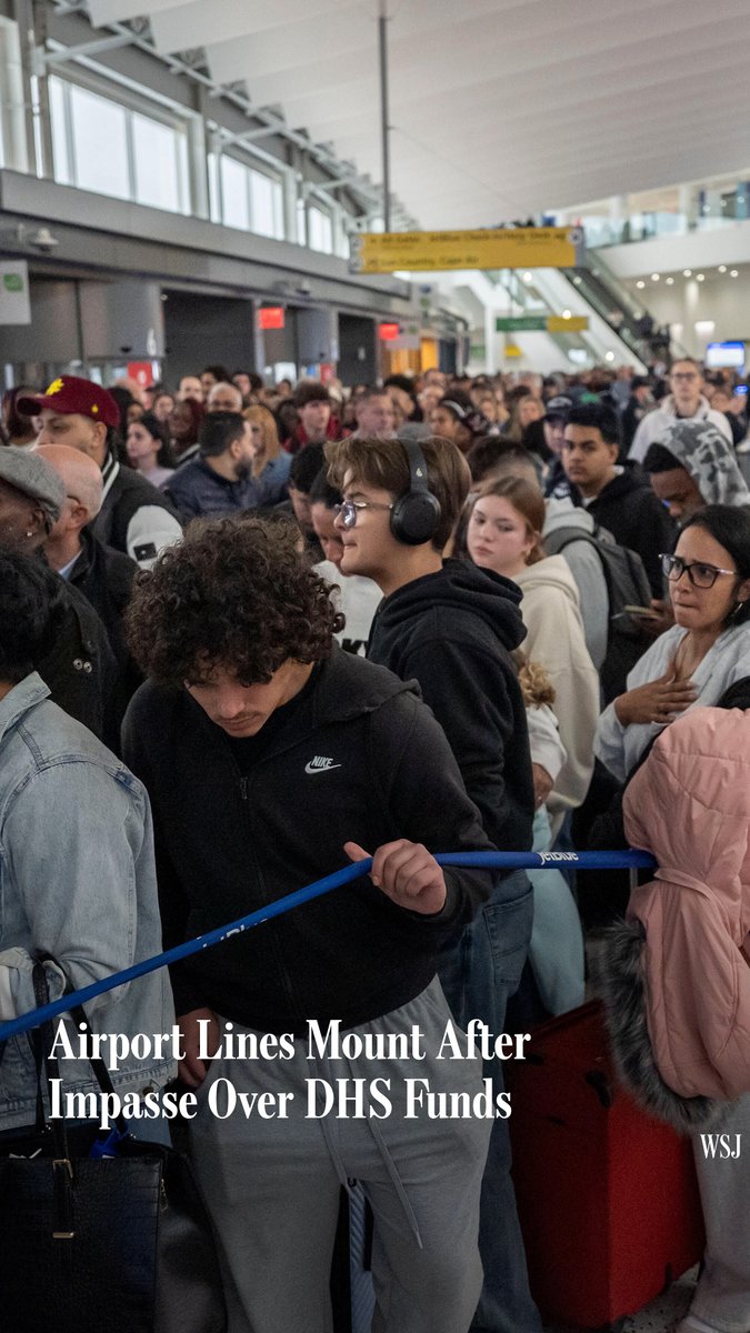 Travelers on social media reported hourslong waits over the weekend to get through Transportation Security Administration checkpoints at airports. The issue stems from an impasse in Congress over funding the Department of Homeland Security, which oversees immigration enforcement in addition to the TSA. Democrats have been holding up funding in exchange for new limits on the power of ICE officers, including requiring them to wear proper identification and banning masks. Read more: 🔗