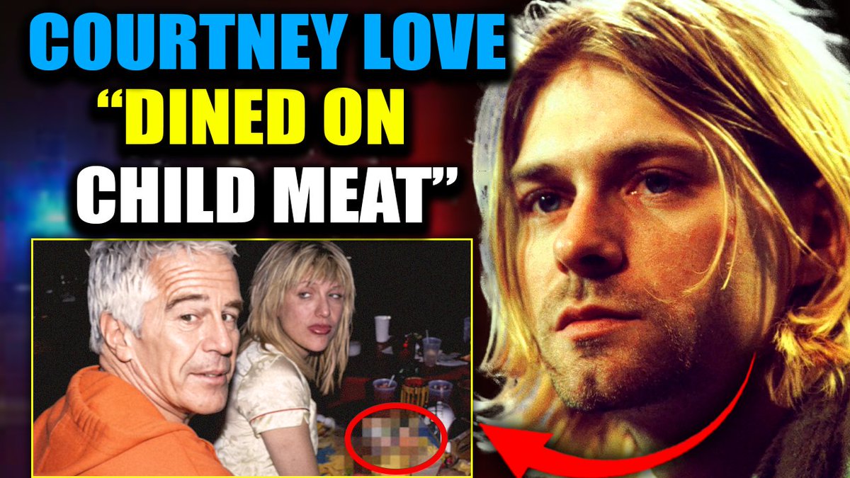 🚨 Police: Kurt Cobain Had Evidence of Courtney Love and Epstein Eating 'Child Meat' Kurt Cobain wasn’t just another member of the rock star 27 Club. He had no idea his wife Courtney Love was socialising with Jeffrey Epstein and Ghislaine Maxwell. Now, Seattle PD insiders are pushing to reopen the Kurt Cobain case as homicide and cannibalism. But they're hitting a roadblock. They found out Courtney Love is CIA.