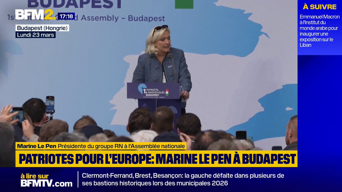 "Viktor Orbán est un partenaire et un allié mais aussi un ami. Et ce n’est pas si fréquent dans le combat politique", déclare Marine Le Pen en Hongrie #BFM2