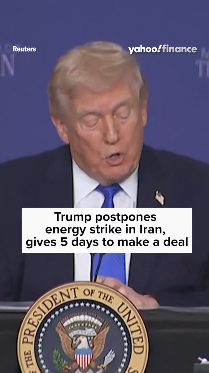 President Trump officially postponed the Iran energy strikes and says there's a good chance the two countries are going to make a deal. "We're giving it 5 days, and then we're going to see where that takes us," Trump said.
