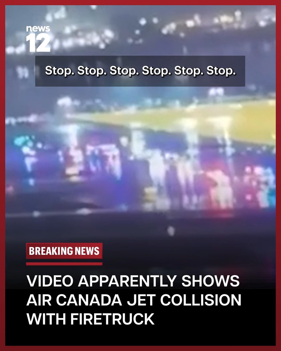 BREAKING NEWS: Video emerges apparently showing Air Canada jet collision with firetruck at LaGuardia Airport that resulted in 2 deaths. #News12NY #BreakingNews
