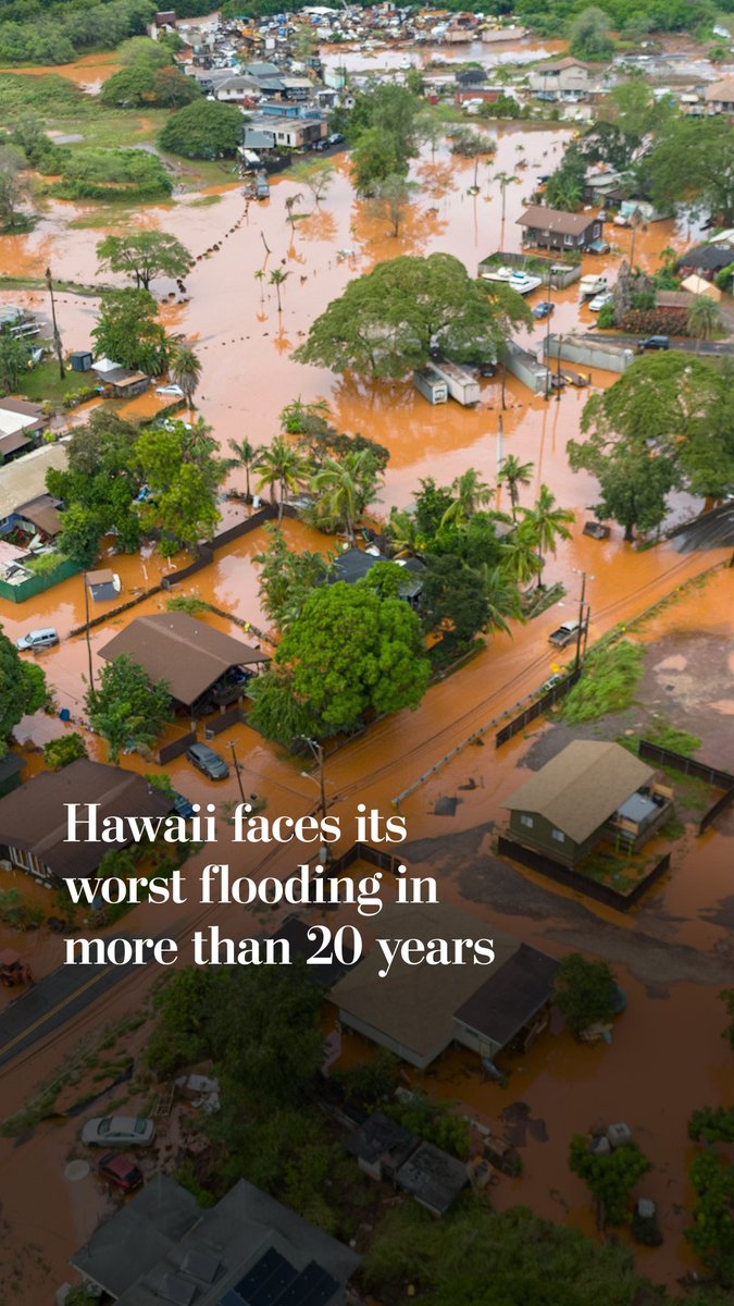 Hawaii is facing its worst flooding in more than 20 years after heavy rains fell on soil already saturated by downpours from a winter storm.