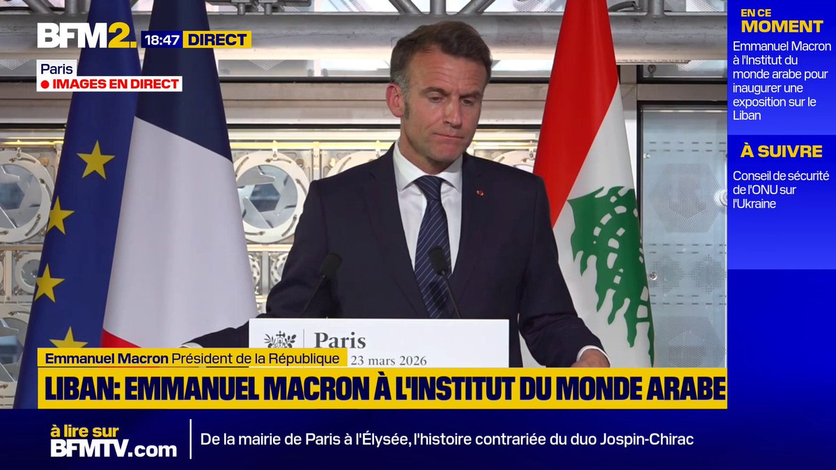 "Aucune occupation, aucune forme de colonisation (...) ne saurait assurer la sécurité de qui que ce soit", assure Emmanuel Macron à propos de la situation au Moyen-Orient #BFM2
