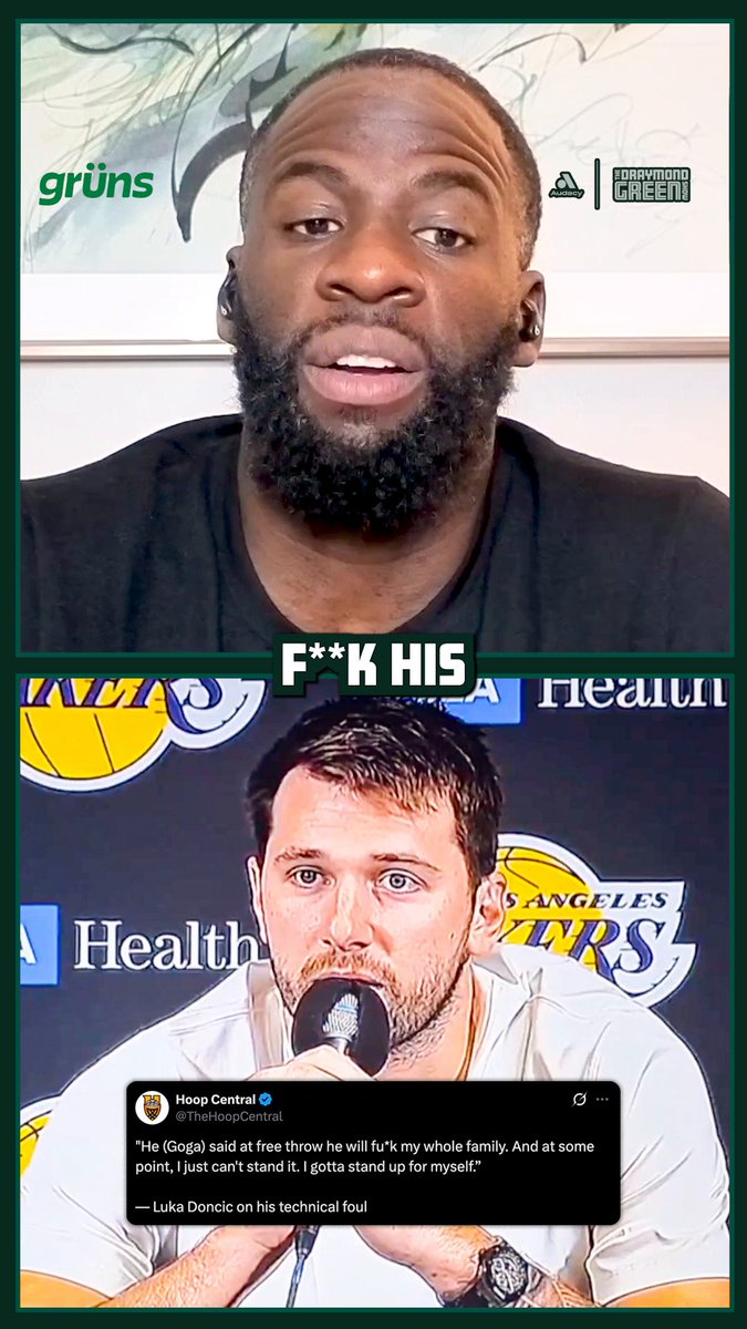 Draymond reacts to Luka Doncic/Goga Bitadze Beef And Robert Horry Calling Him Out "I don't know what I had to do with this... I talk a lot of shit on the basketball court, I don't talk about guy's family... Robert Horry bringing my name up, I'm not sure what point he was trying to make but it didn't enhance the story" via The Draymond Green Show, Presented by Grüns