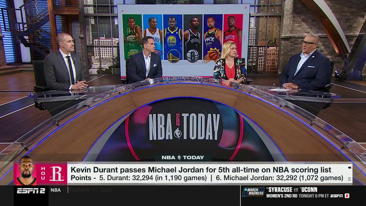 "If he misses it's not because you played great defense. It's his fault. He just missed." Marc J. Spears and Ramona Shelburne react to Kevin Durant becoming fifth all-time on the NBA scoring list 🏀