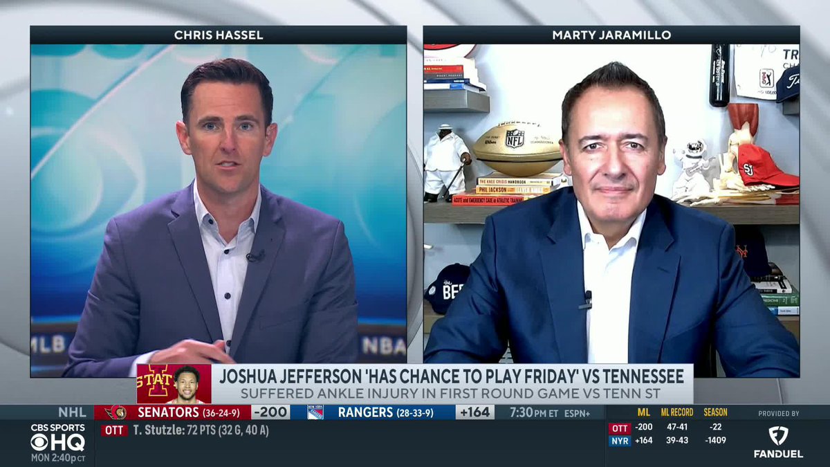 "Having an MRI today, barring any hidden findings in that MRI, I expect him to play." Injury analyst Marty Jaramillo on Joshua Jefferson's chances to play in Sweet 16.