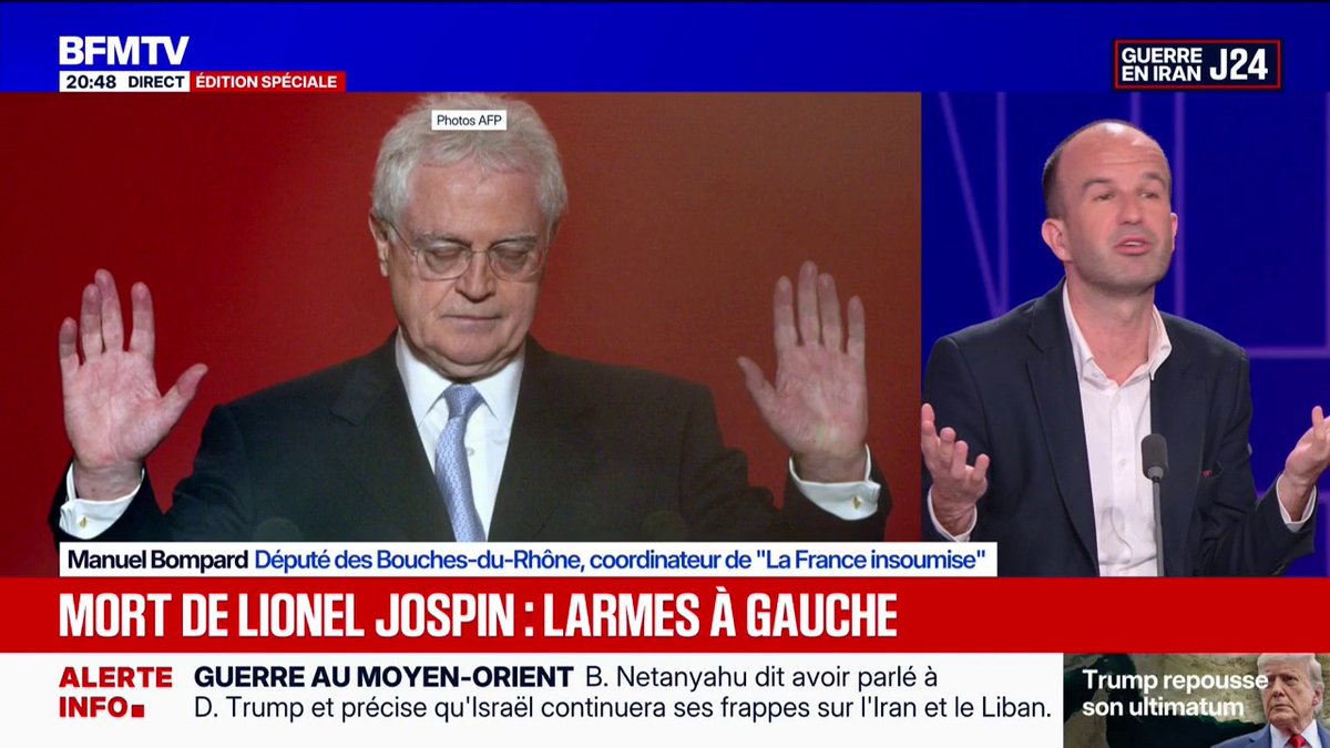 "Lionel Jospin, c'est le dernier gouvernement vraiment de gauche au pouvoir", déclare Manuel Bompard, coordinateur national de la France insoumise